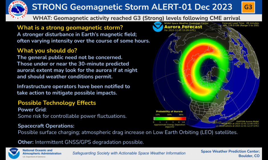 A recent depiction of probable northern aurora extent